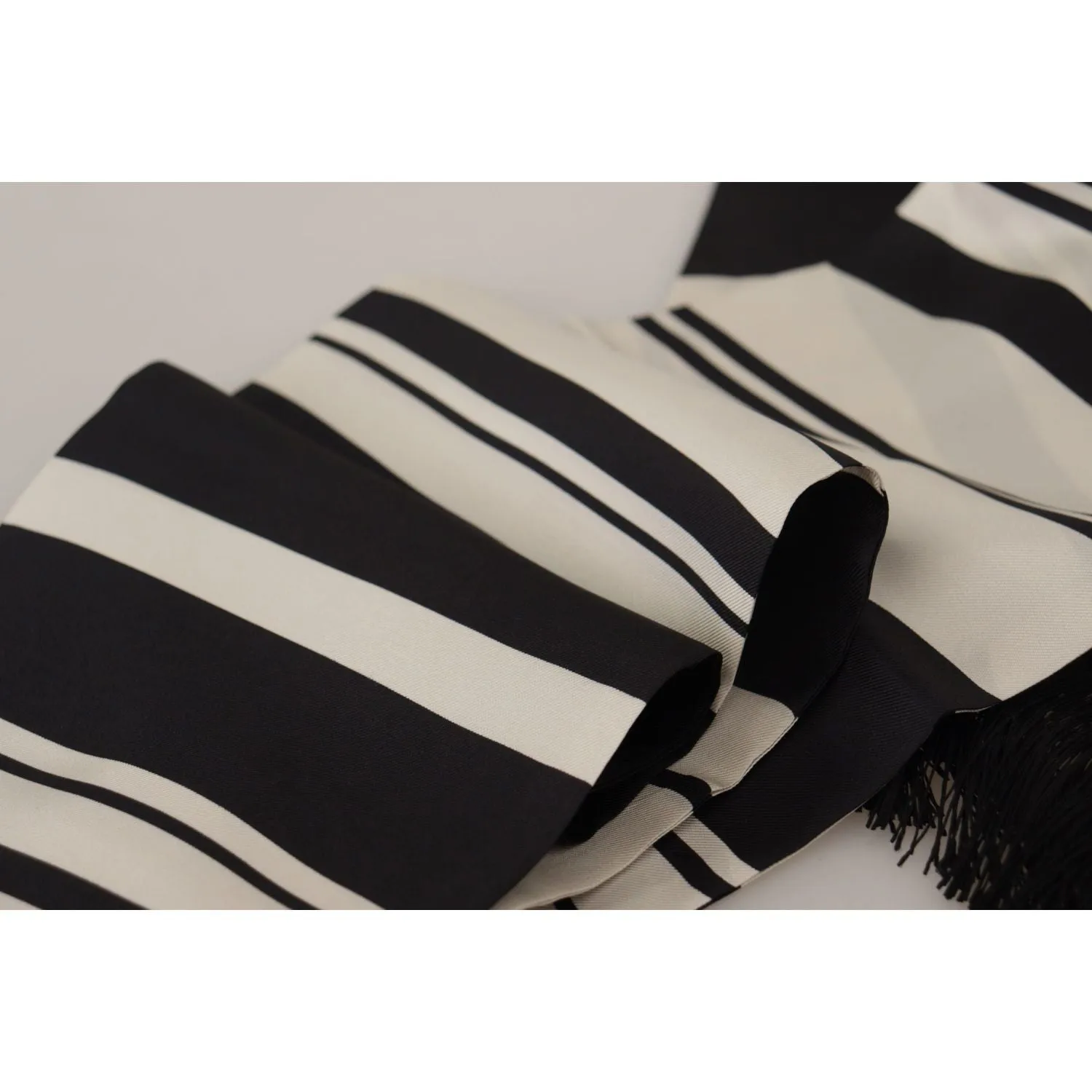 Dolce & Gabbana Elegant Silk Men's Scarf - Classic Black Stripe