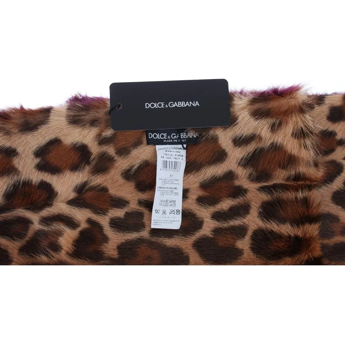 Dolce & Gabbana Exquisite Leopard Print Lambskin Fur Scarf