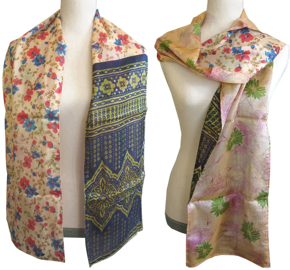 Double Sided Silk Sari Fashion Scarf