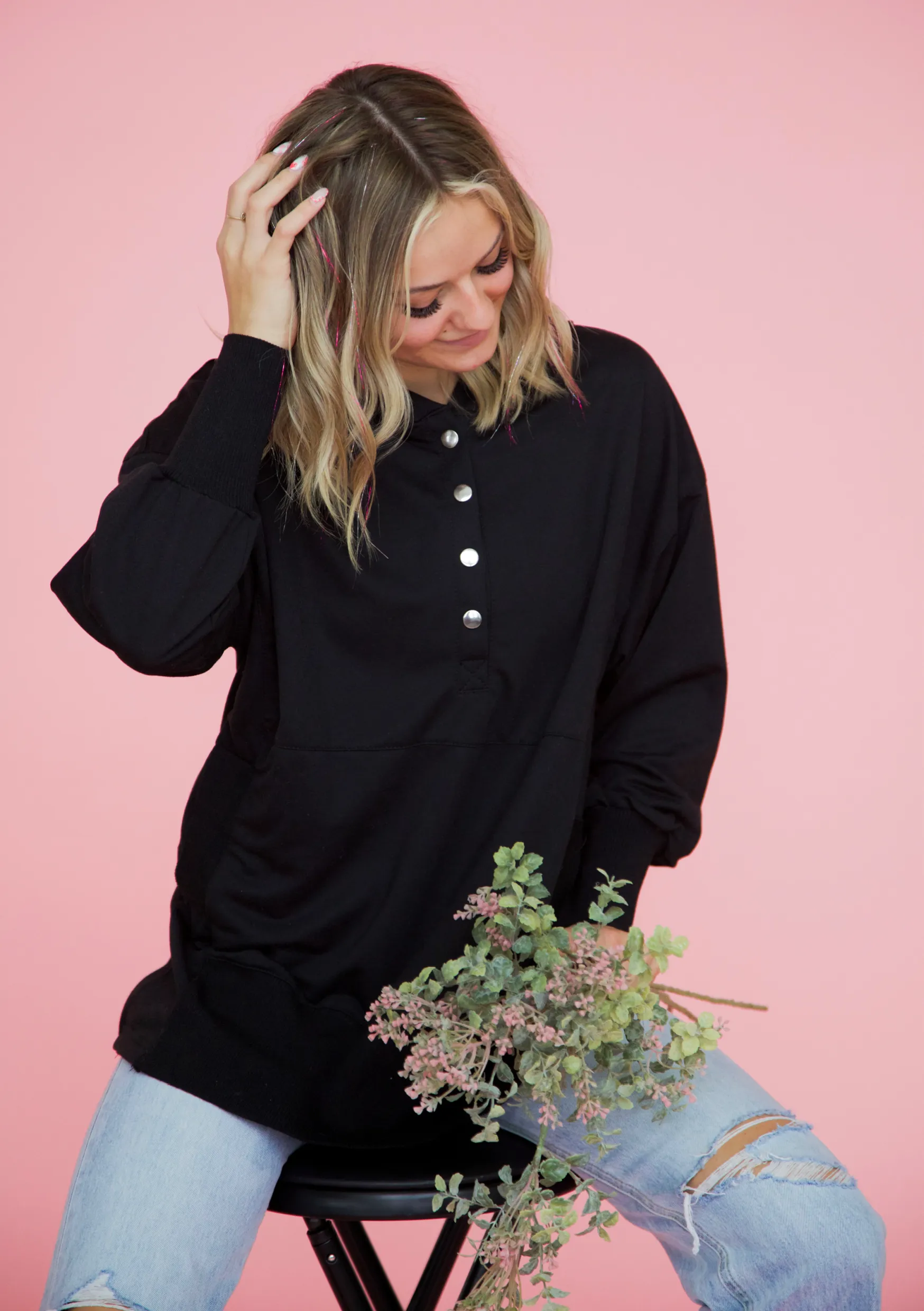 Easy Breezy Pullover in Black