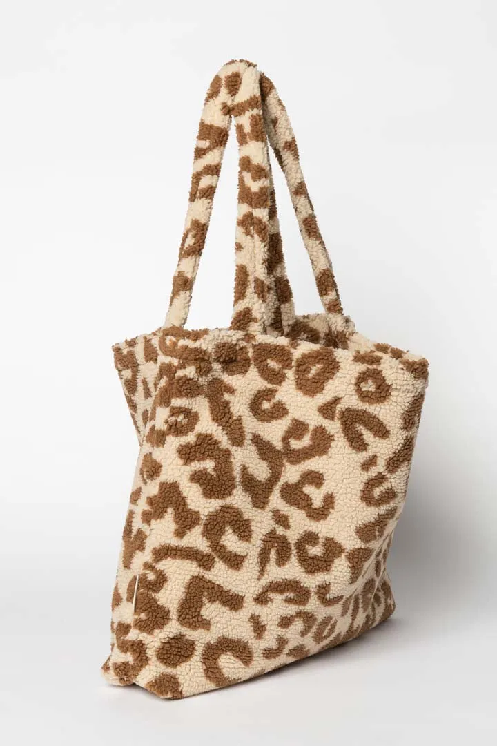 Ecru Leopard Teddy Mom Bag