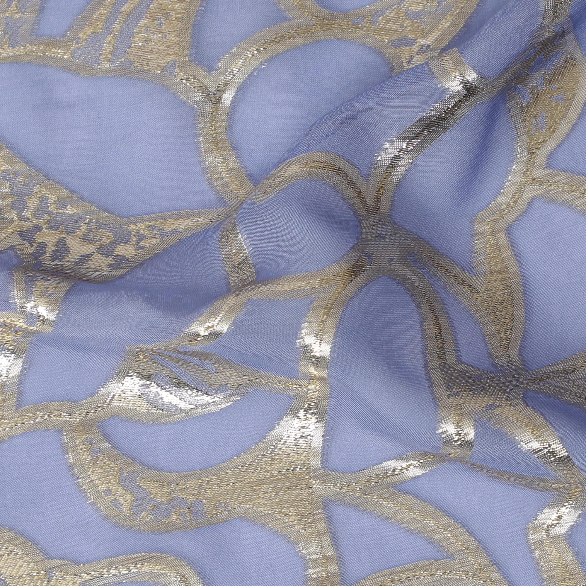 Elegant Lilac Silk Chiffon Fabric with Metallic Lurex, 110 cm Wide, South Korean Design-D19568