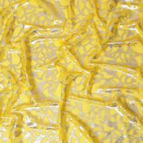 Elegant Yellow Silk Chiffon Fabric with Metallic Lurex, 110 cm Wide, South Korean Design-D19570