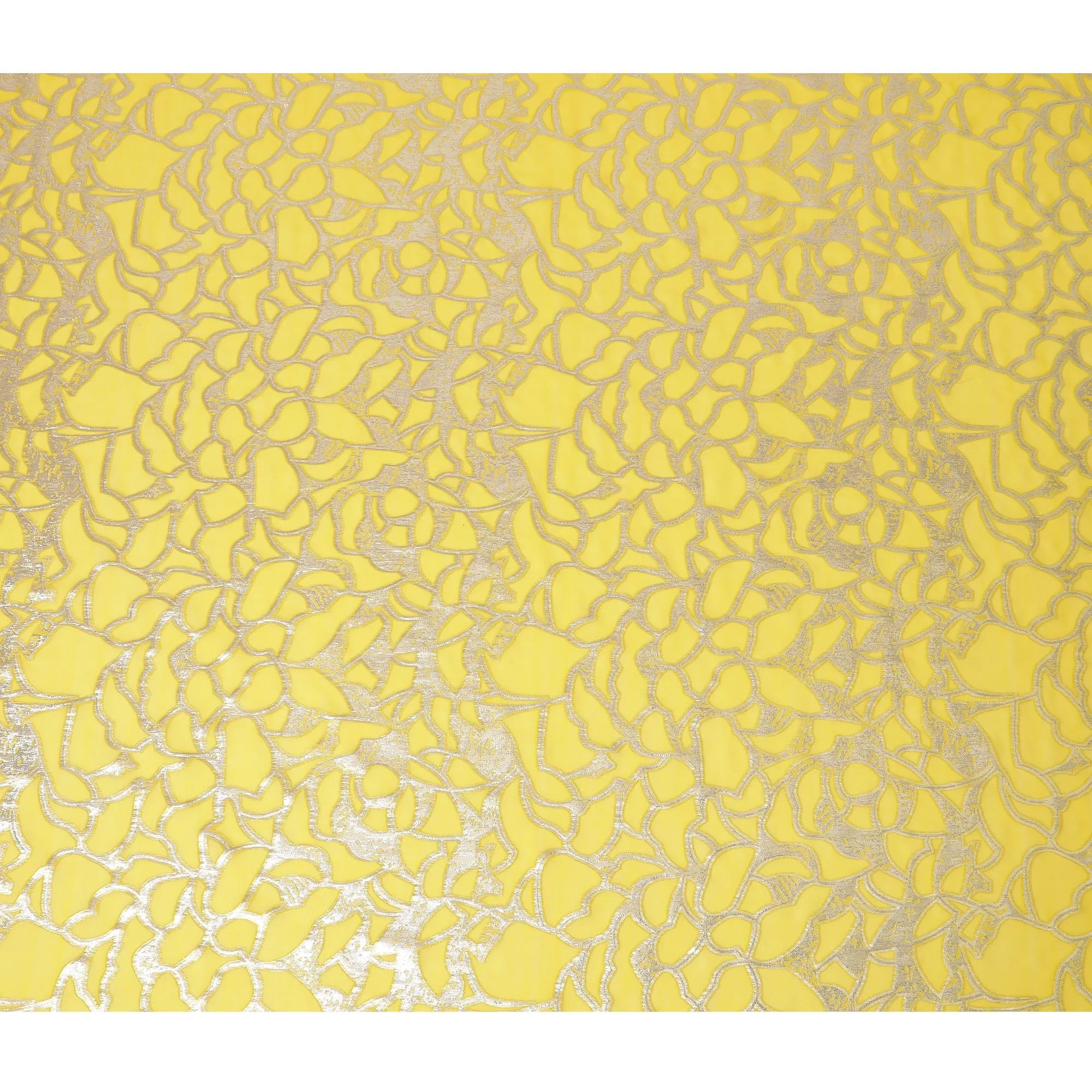 Elegant Yellow Silk Chiffon Fabric with Metallic Lurex, 110 cm Wide, South Korean Design-D19570