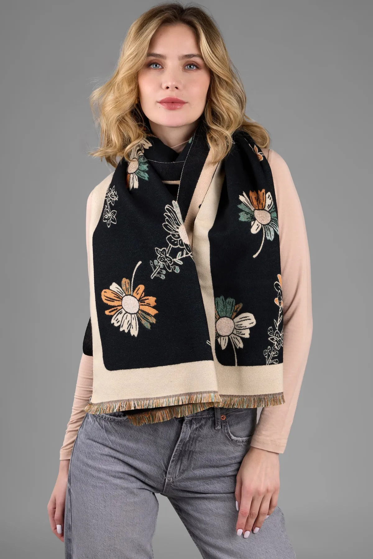 Floral Daisy Reversible Scarf