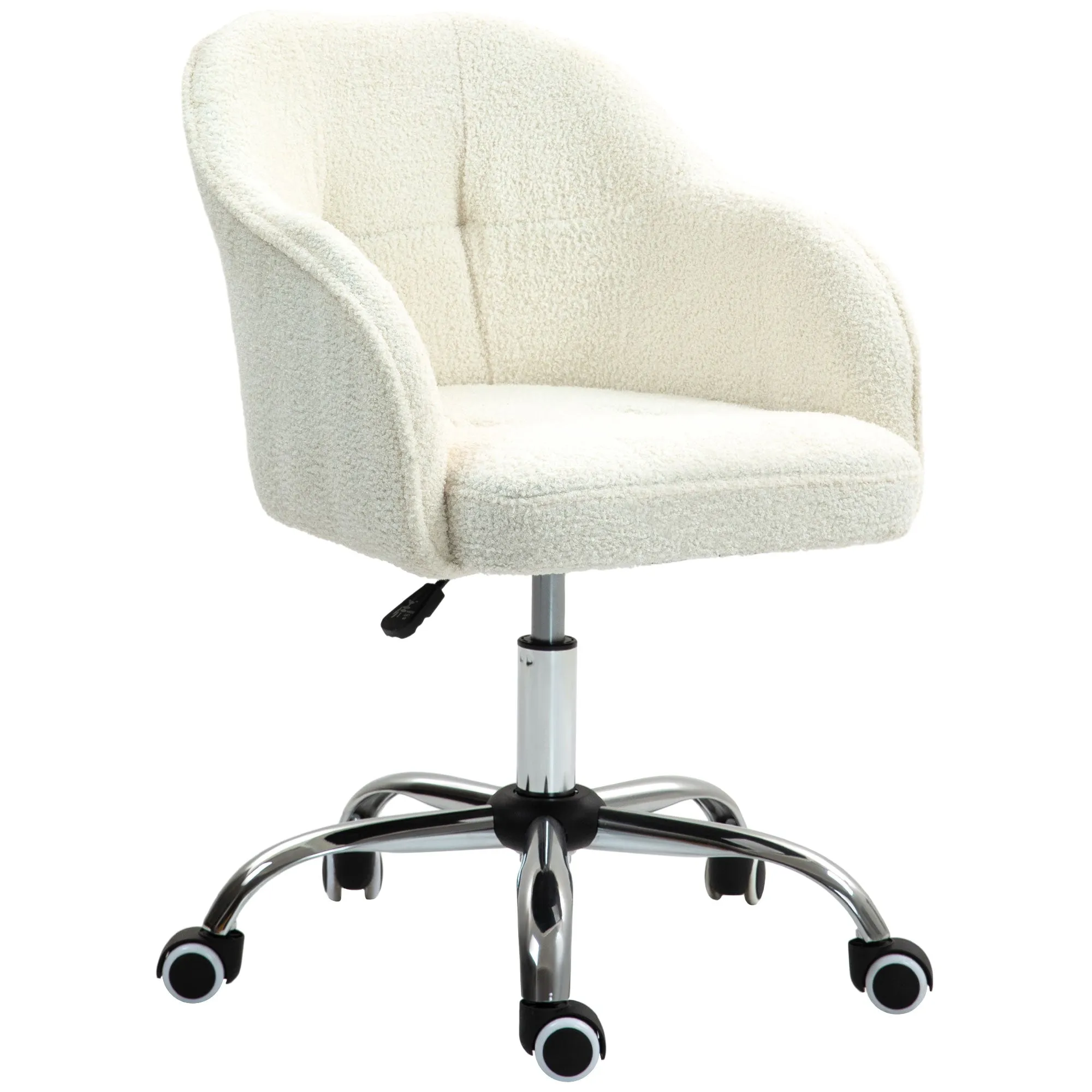 Fluffy Vanity Chair for Desk, with Height Adjustable, Wheels, Cream