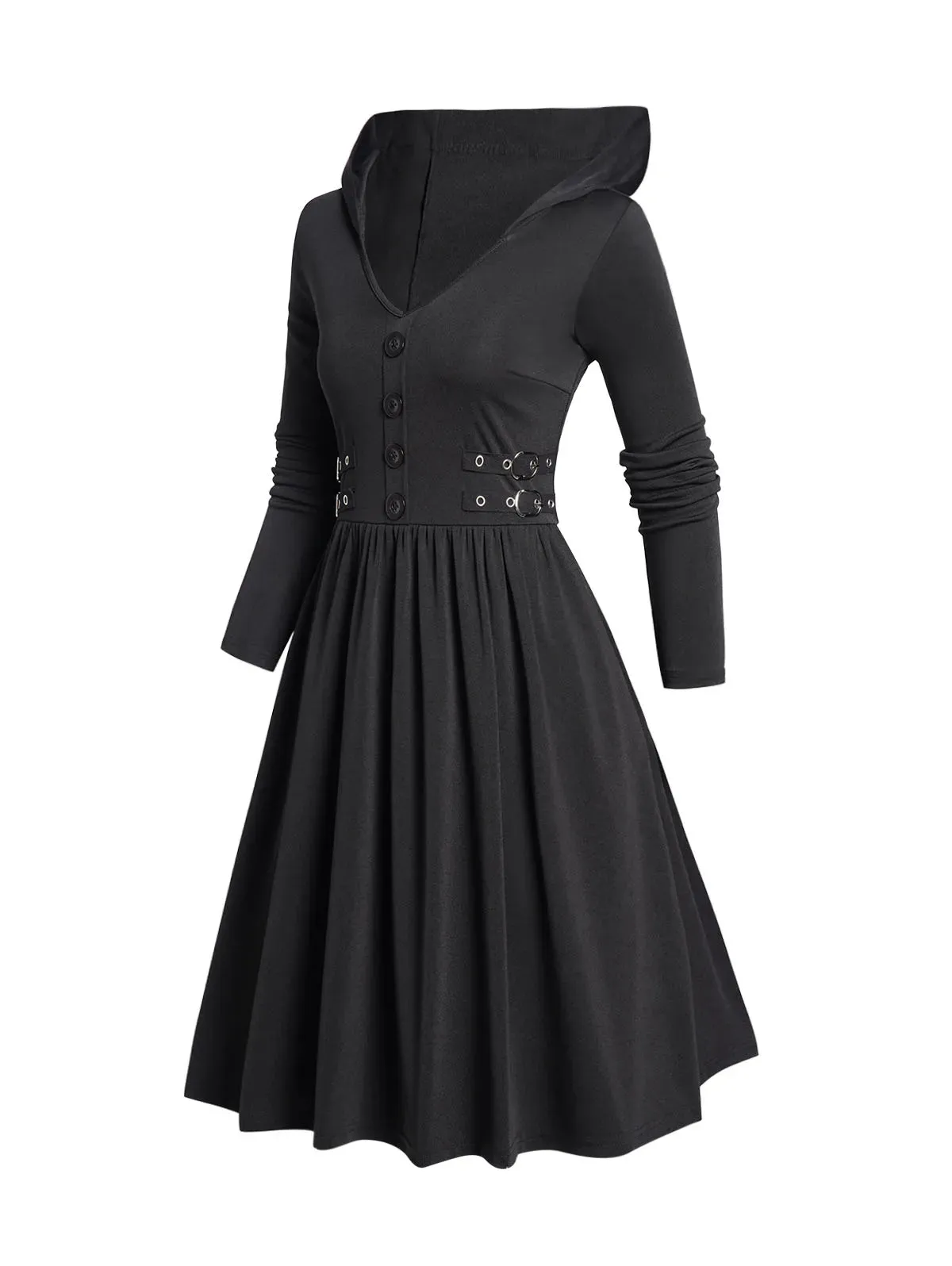 Funki Buys | Dresses | Women's Dark Gothic Hooded Dress