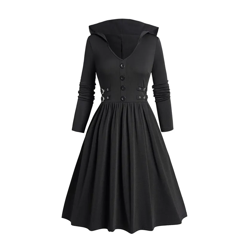 Funki Buys | Dresses | Women's Dark Gothic Hooded Dress