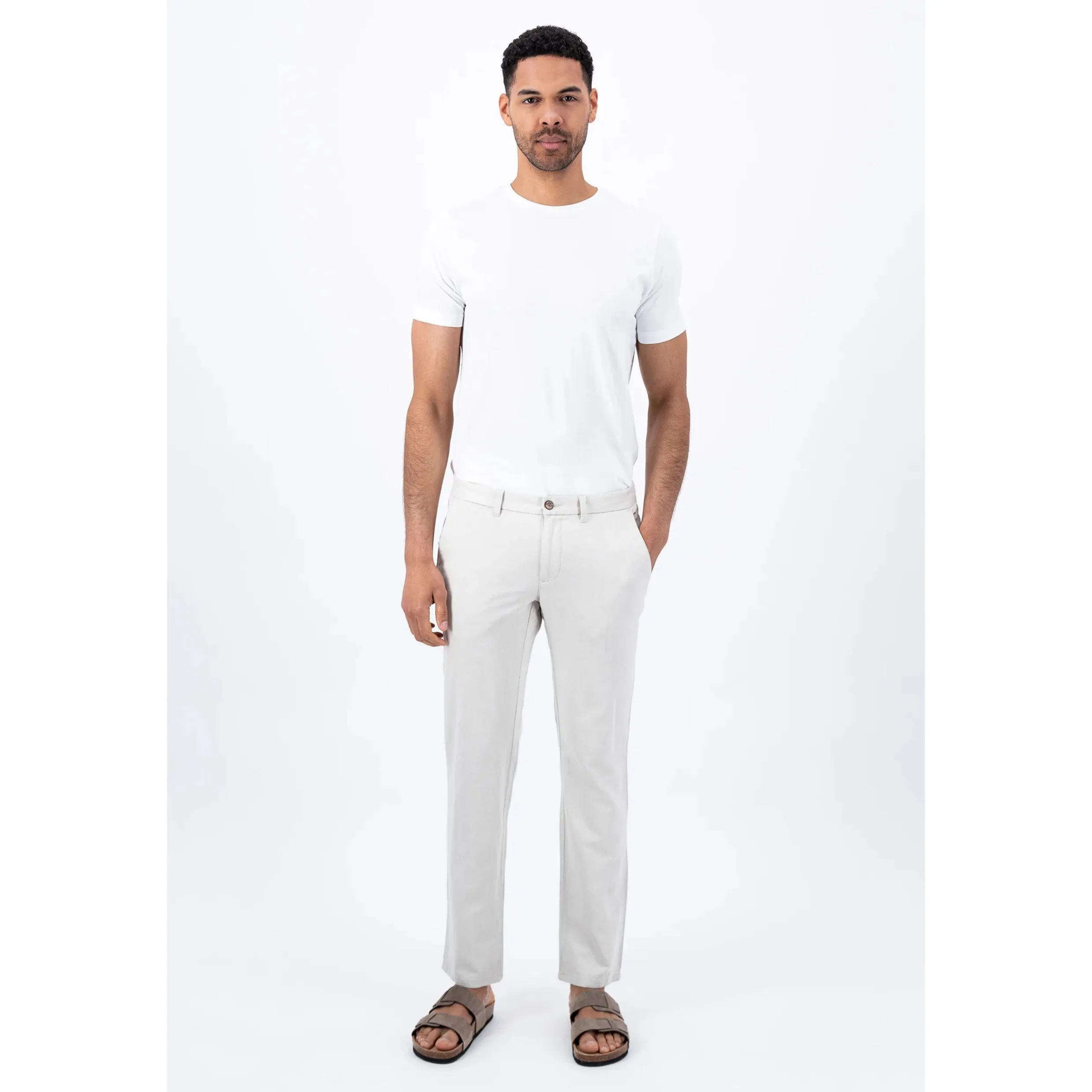 Fynch-Hatton Casual Fit Cotton Linen Stretch Chino 14032818 Stone