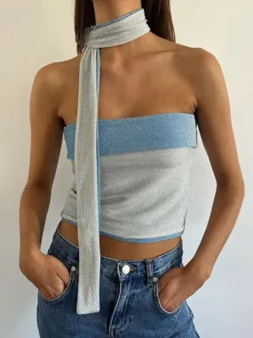 Glimmer Skinny Sleeveless Crop Top