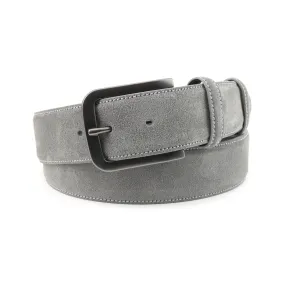 Grey Suede Matte Gunmetal Belt