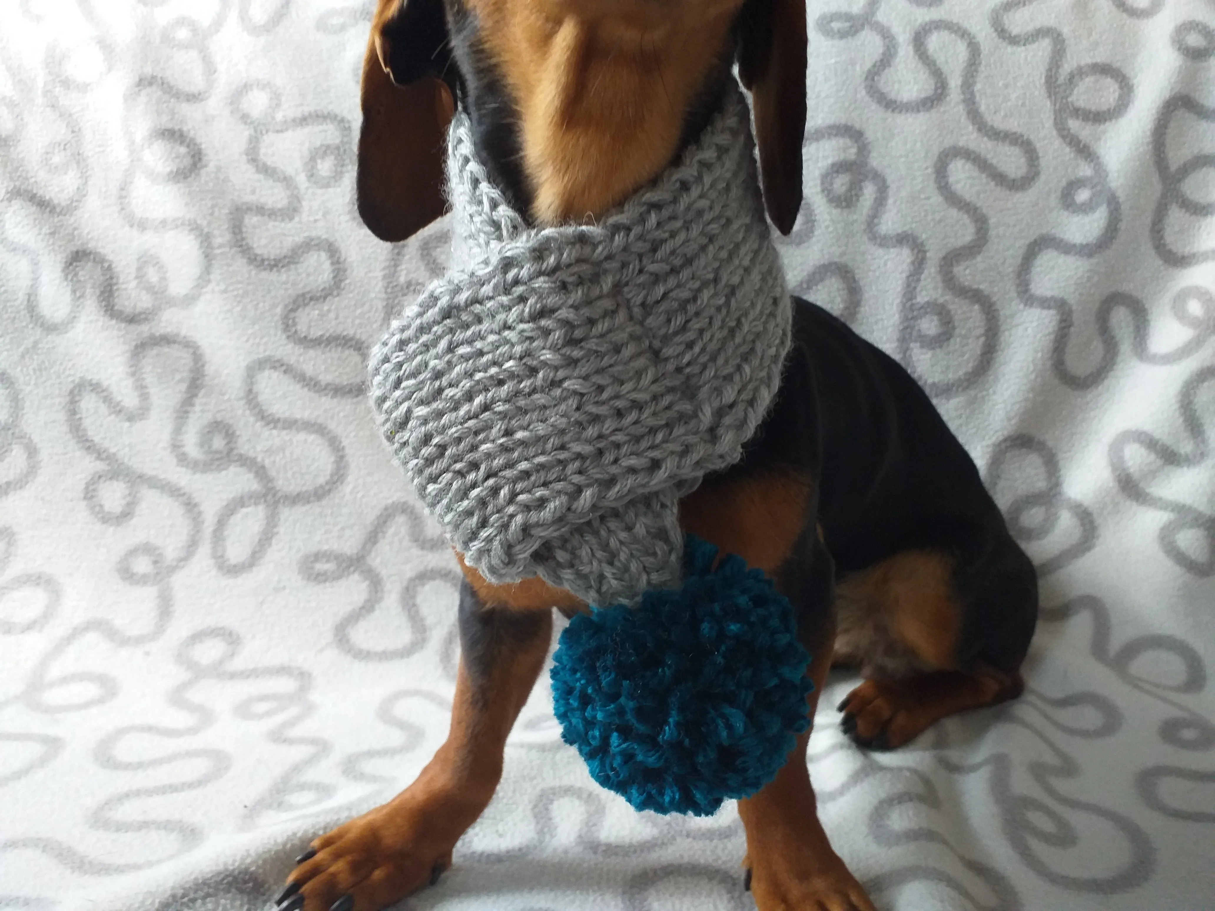 Handmade knitted scarf for dog