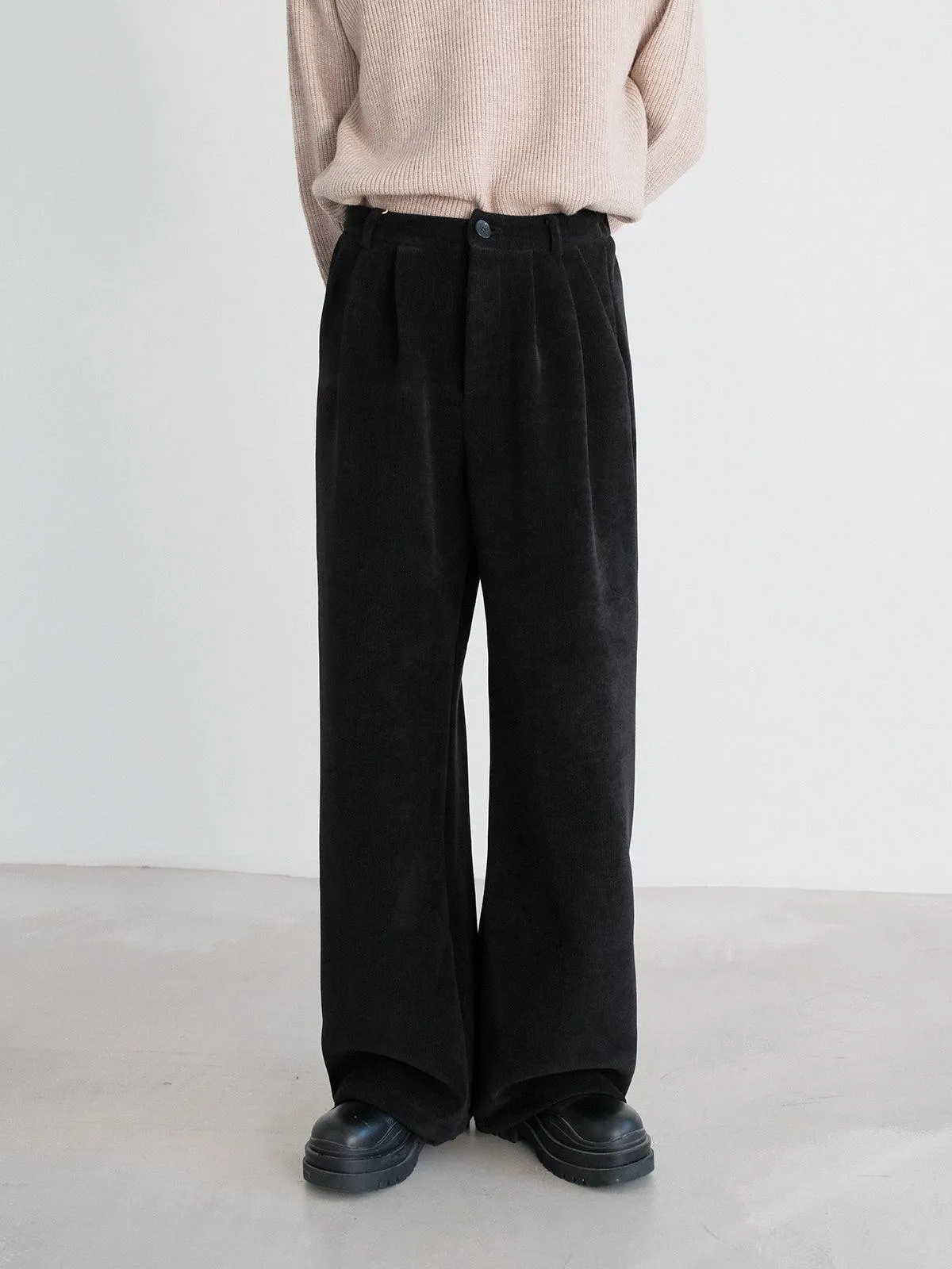 Heavy Plush Wide Corduroy Casual Pants