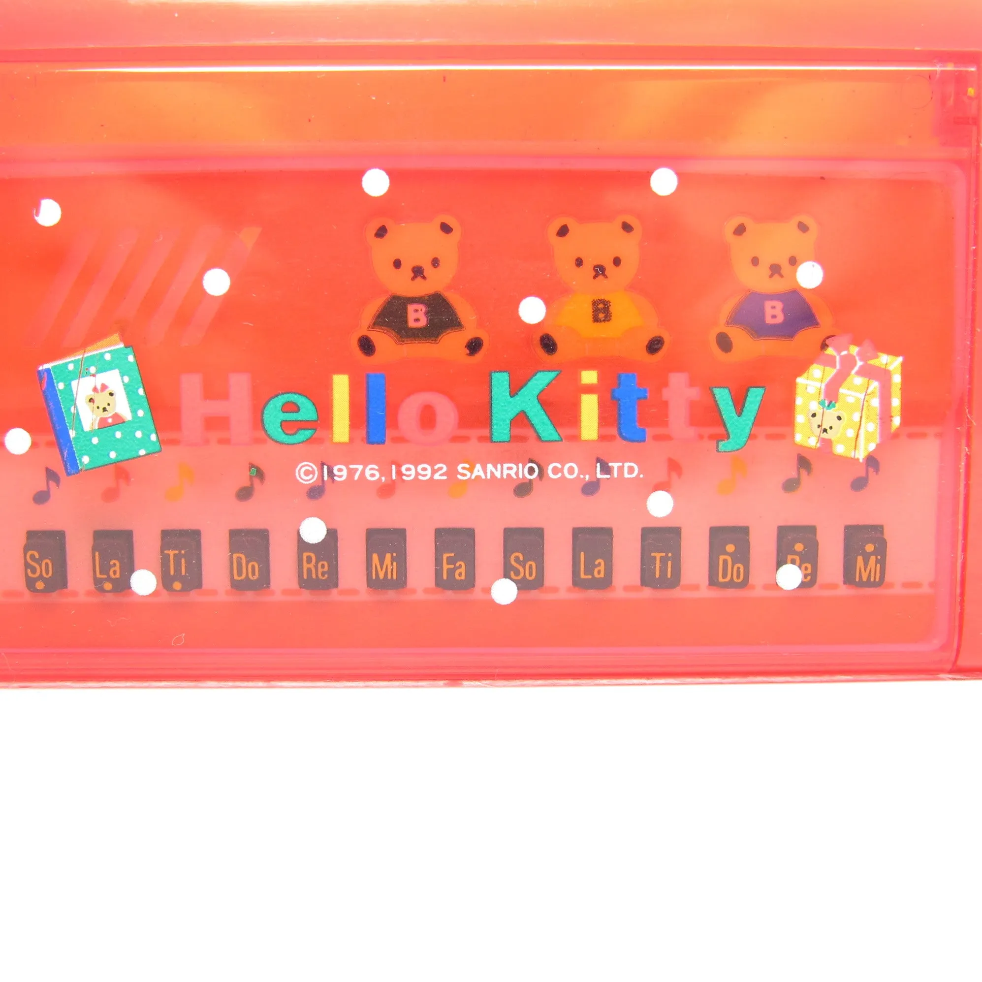 Hello Kitty Pencil Box Case Vintage 1992 with Miniature Piano, Pencil Sharpener