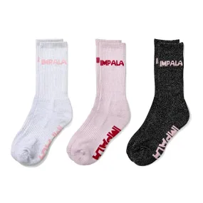 Impala Sparkle Glitter 3 Pack Socks