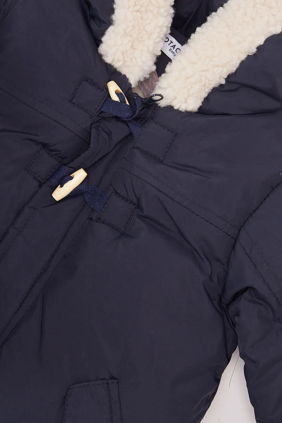 Infant Boys Navy Padded Sherpa Hooded Jacket