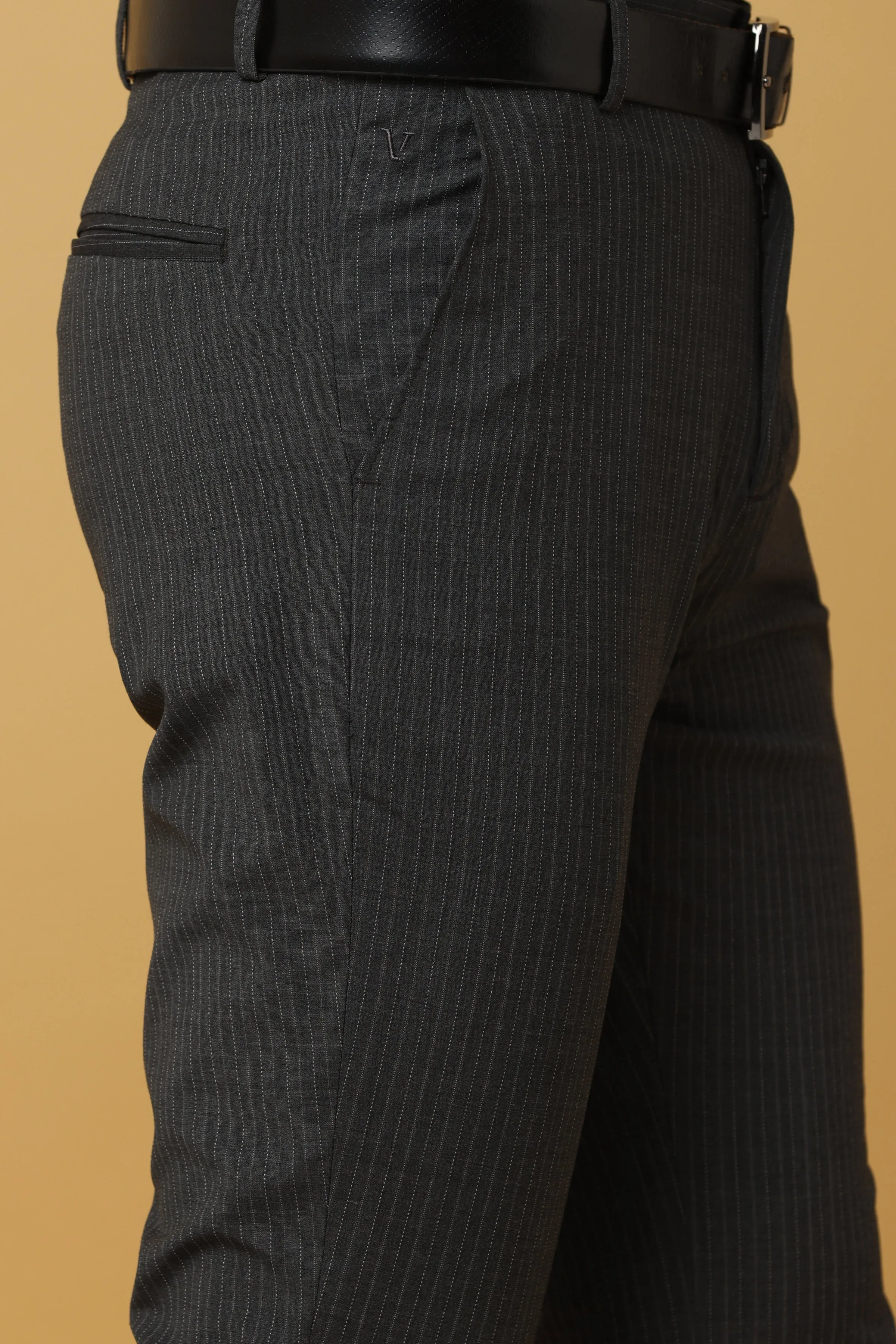 Ivyn Charcoal Pinstripe Formal Trousers