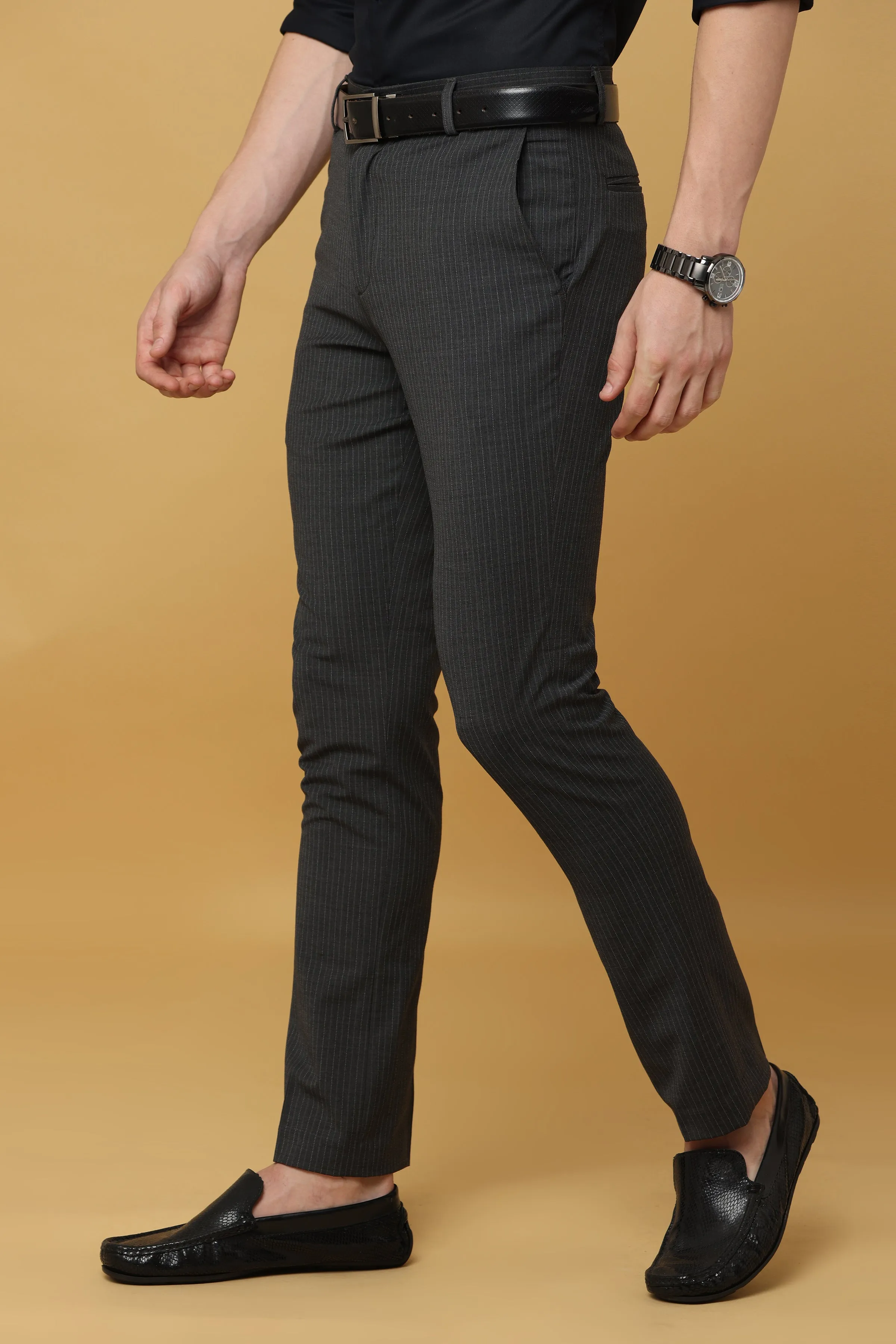 Ivyn Charcoal Pinstripe Formal Trousers