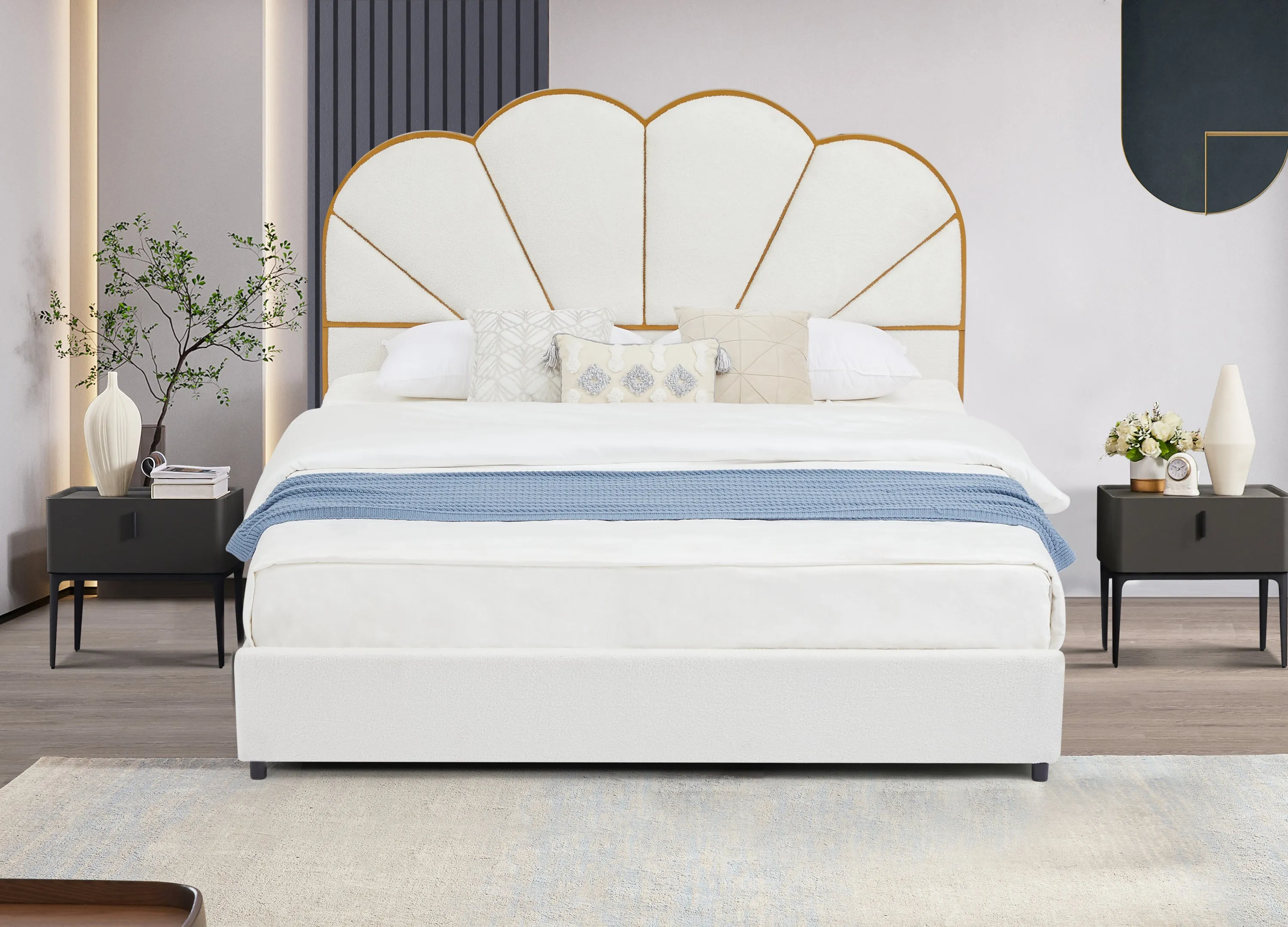 Jermond Upholstered Metal Platform Bed- King