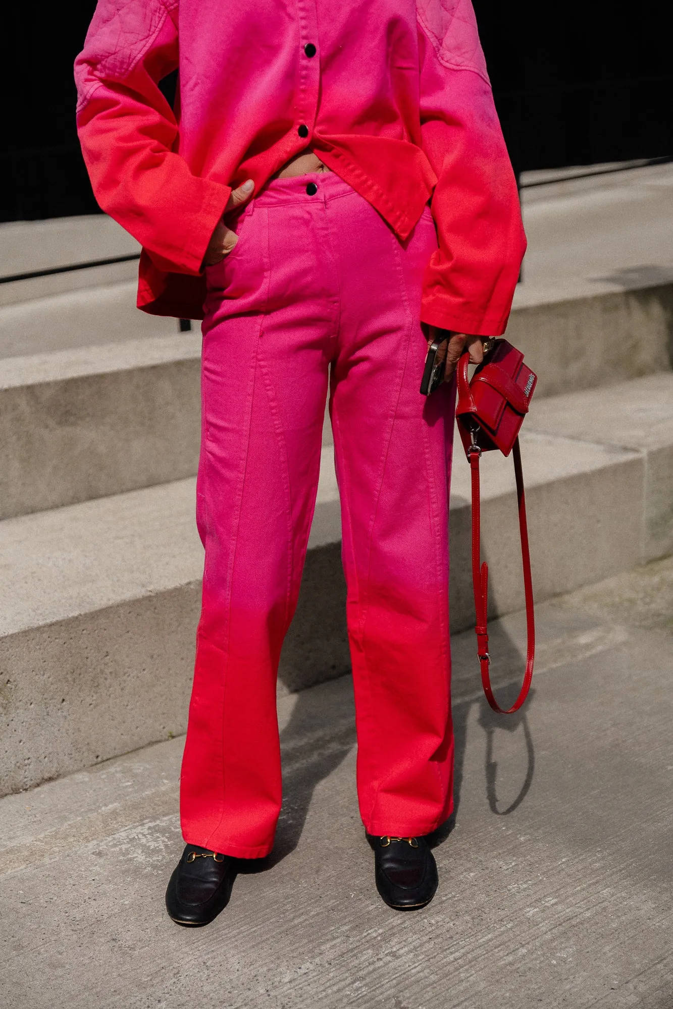 Kate tie-dye wide pants pink/red