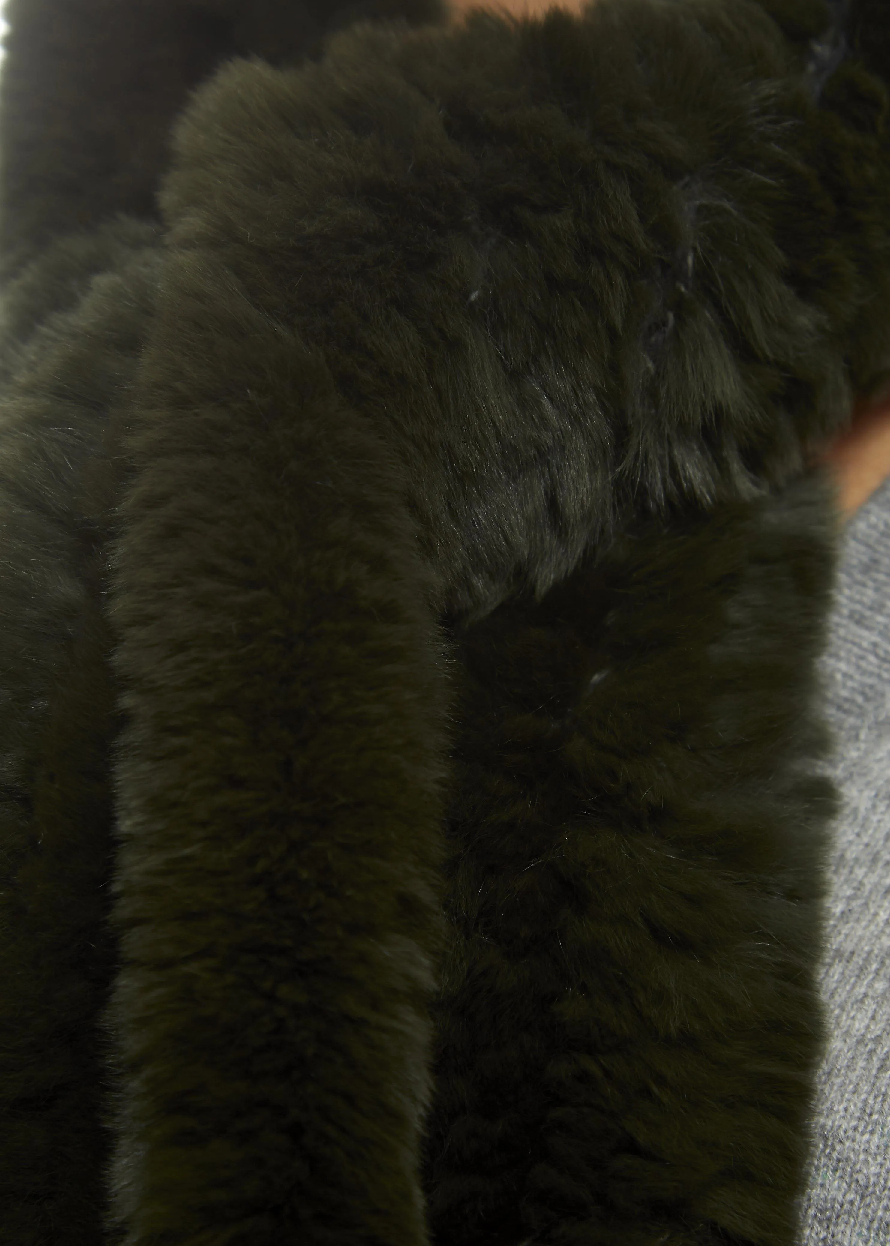 Khaki 'Open' Real Rex Rabbit Fur Scarf