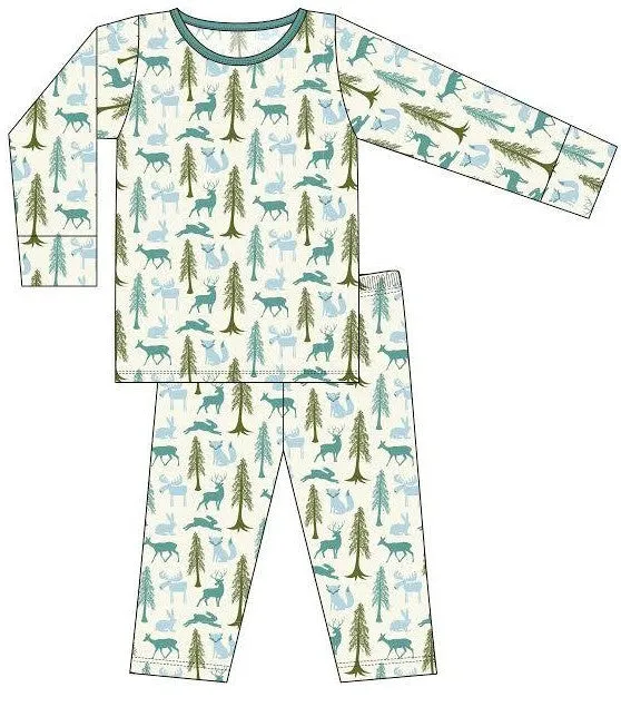 KicKee Pants Natural Woodland Holiday All Over L/S Pajama Set