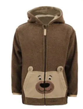 KIDS MICRO POLAR BEAR ZIP UP HOODIE - BROWN