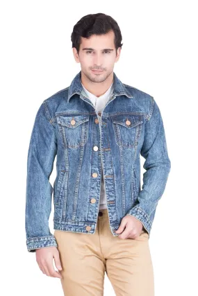 Krossstitch Full Sleeve Blue Men's Denim Jacket with Brass Button