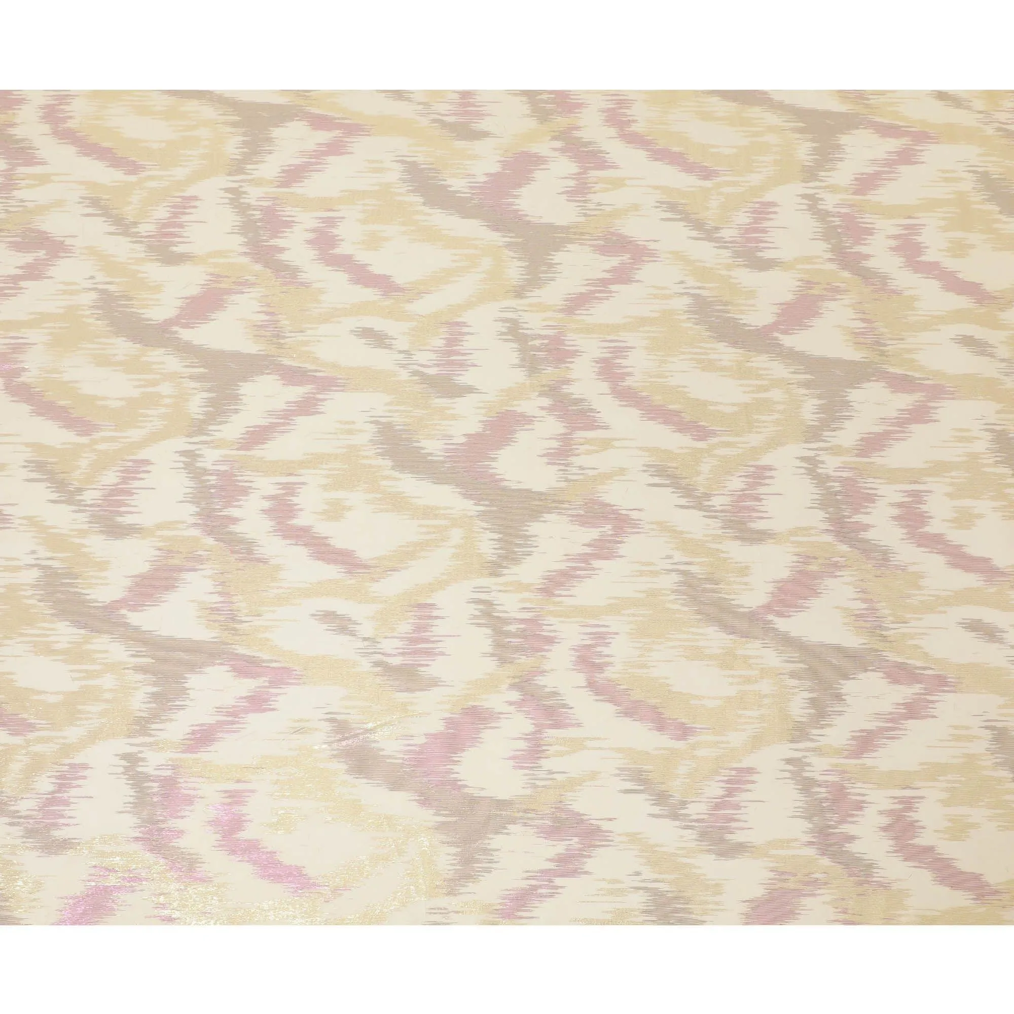 Laguna yellow Premium pure silk chiffon fabric with gold and pink metallic lurex in abstract design-D12323