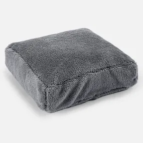 Large Floor Cushion - Teddy Faux Fur Dark Grey