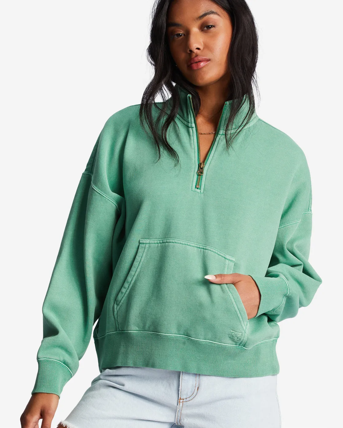 Lazy Mornings Half-Zip Pullover Sweatshirt - Sweet Grass