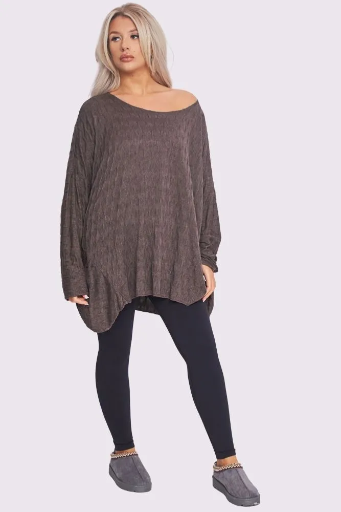 Line Textured Soft Feel Tunic Top