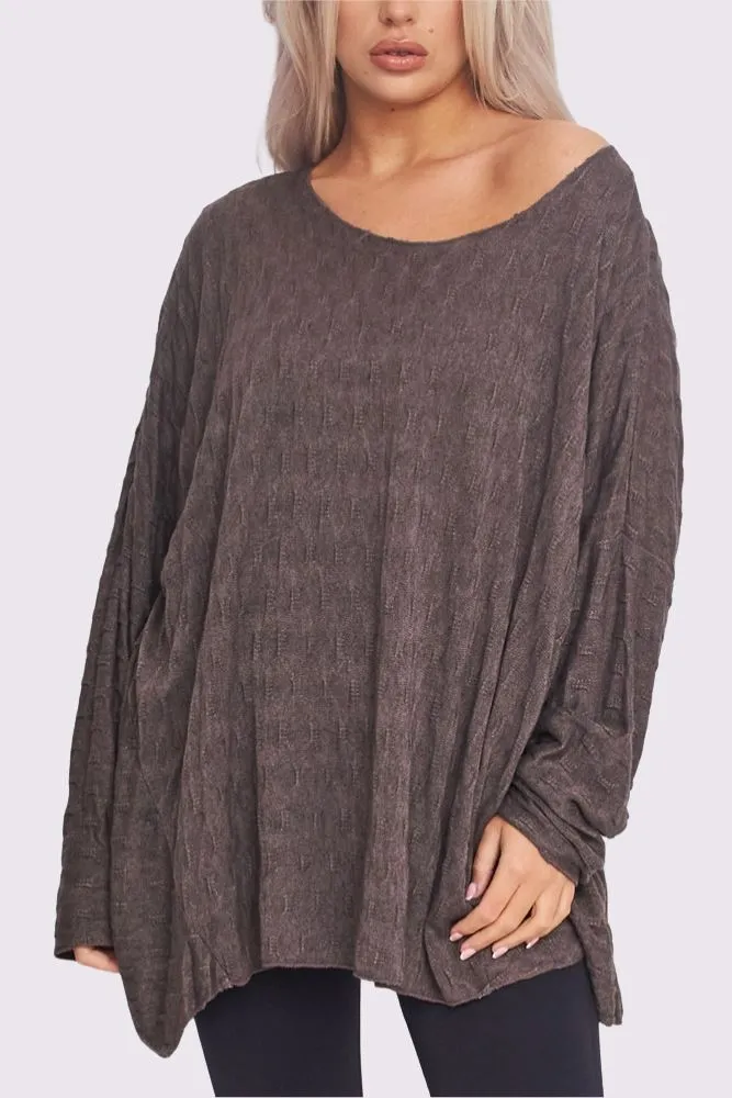 Line Textured Soft Feel Tunic Top