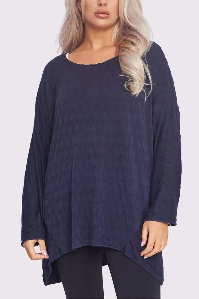 Line Textured Soft Feel Tunic Top