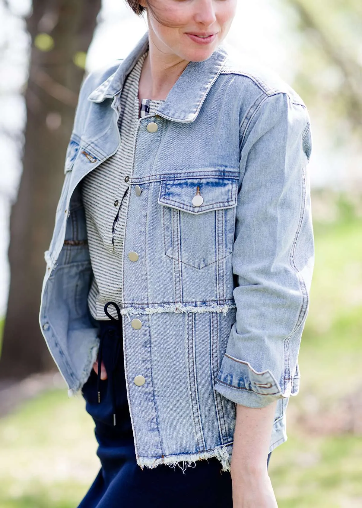 Loose Fit Distressed Denim Jacket - FINAL SALE