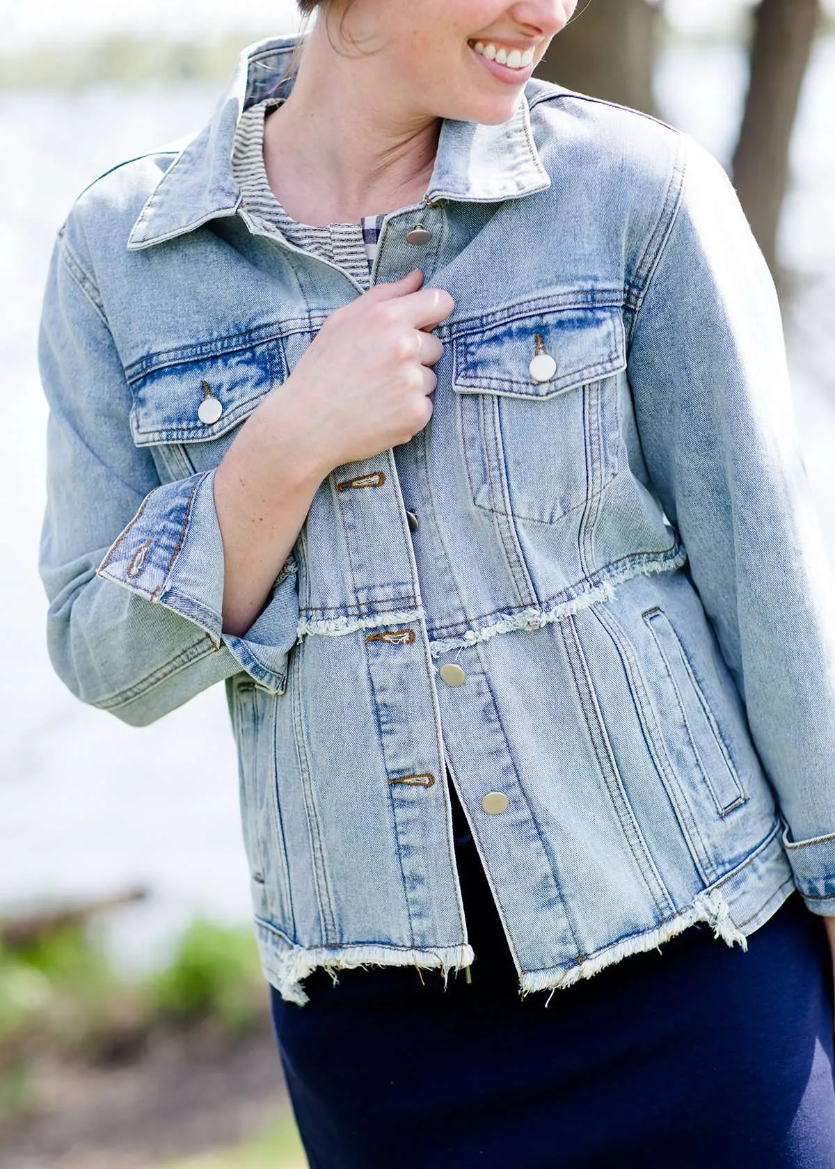 Loose Fit Distressed Denim Jacket - FINAL SALE