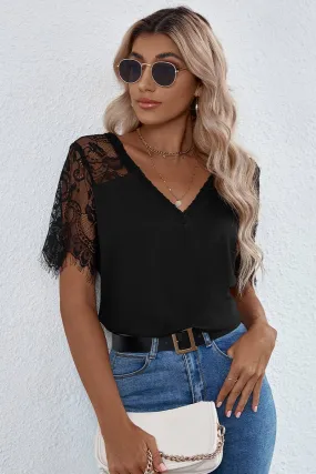 LOOSE PULLOVER LACE SLEEVE TOP