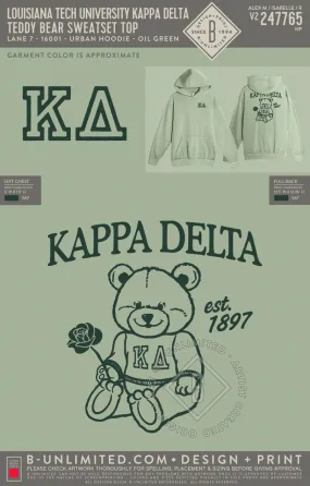 Louisiana Tech University Kappa Delta - Teddy Bear Sweatset Top - Lane Seven - LS16001 - Urban Pullover Hoodie - Oil Green