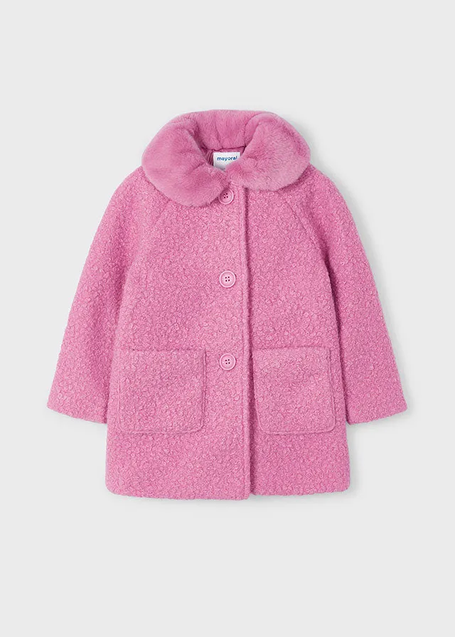 Mayoral Girls Pink Teddy Coat