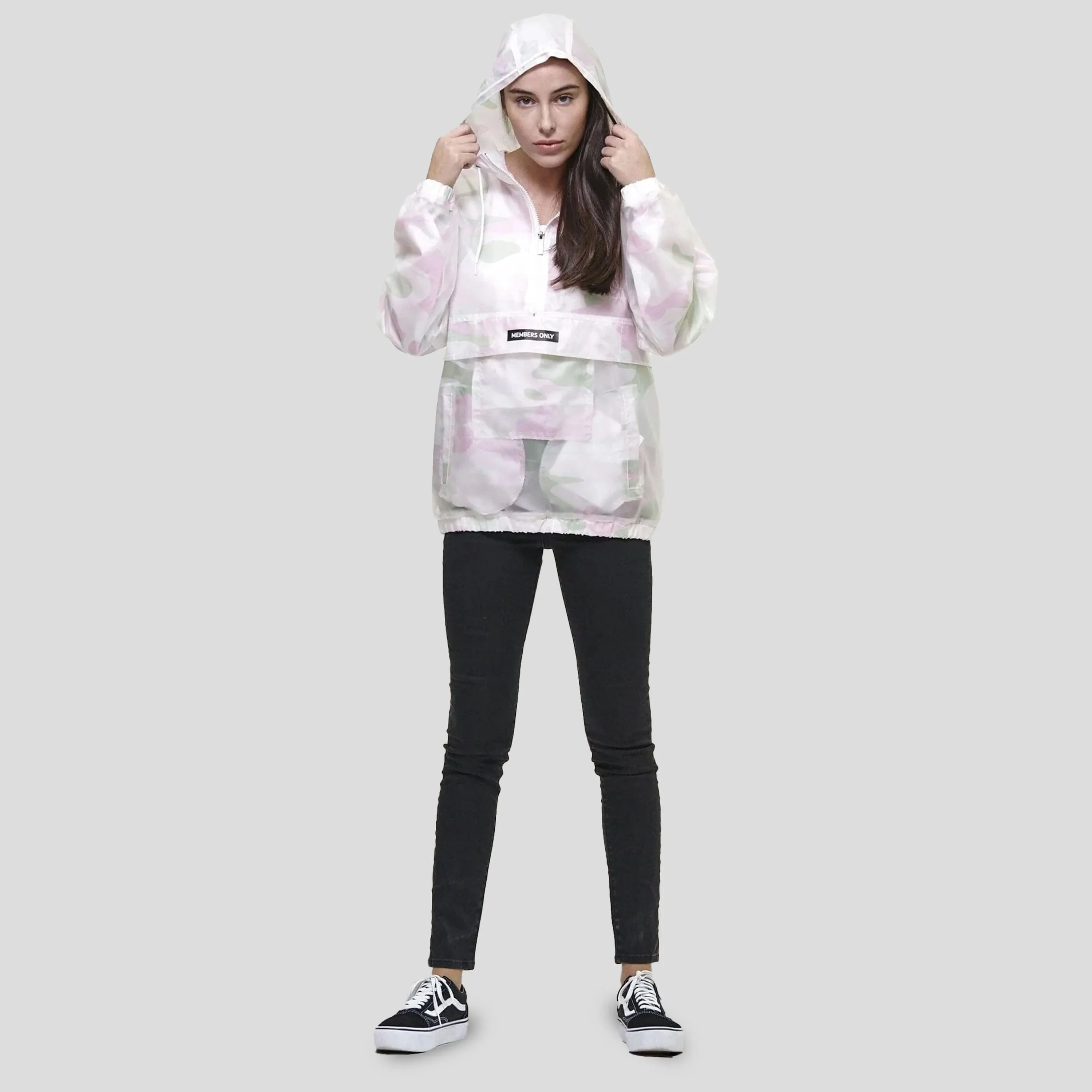 Members Only Women's Translucent Pullover Jacket with hood