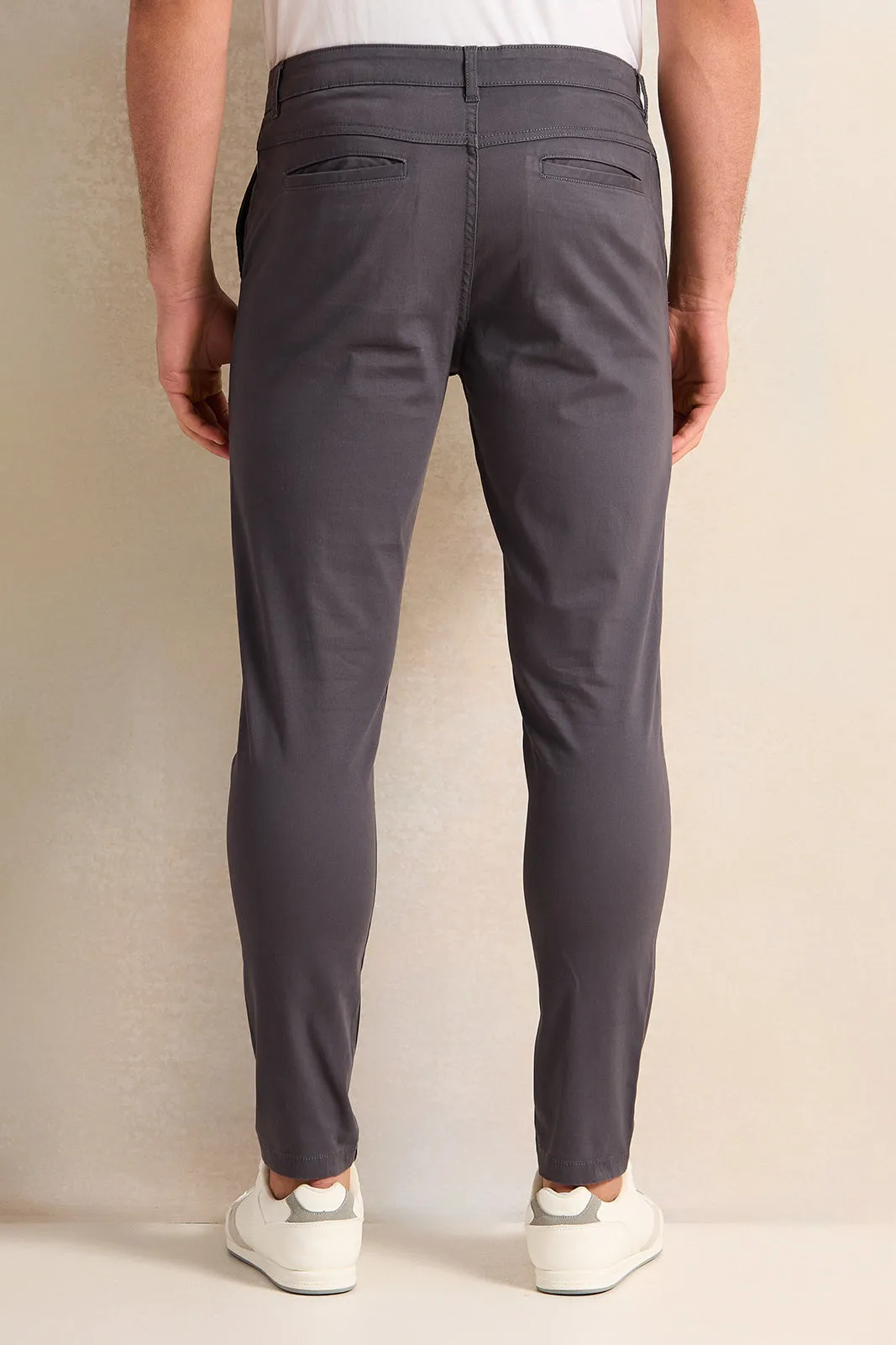 Men Charcoal Slim Fit Chino Trousers