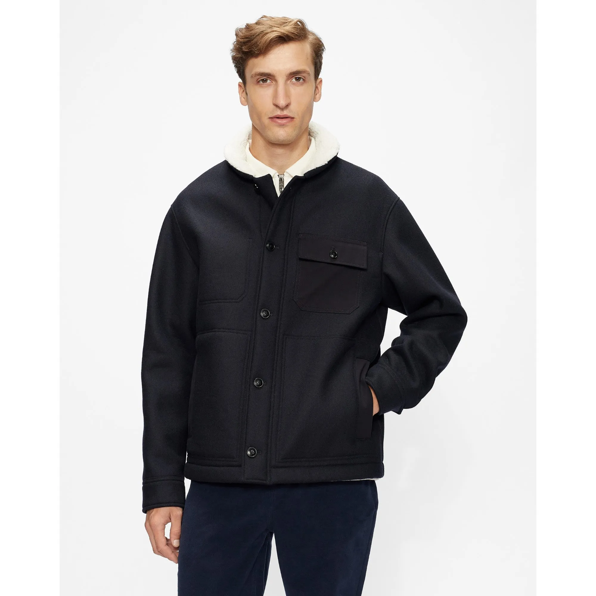 Men Mmo-Jansky-Bonded Wool Jacket - Navy