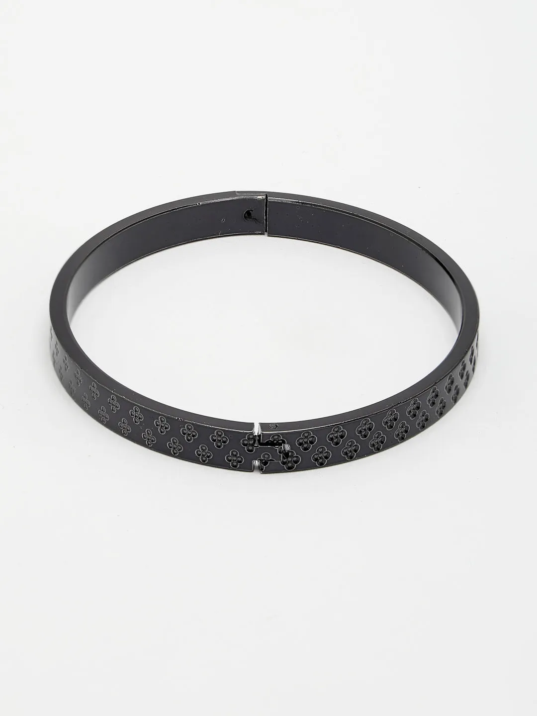 Men's Black Rhodium-Plated Stainless Steel Kada Bracelet - NVR