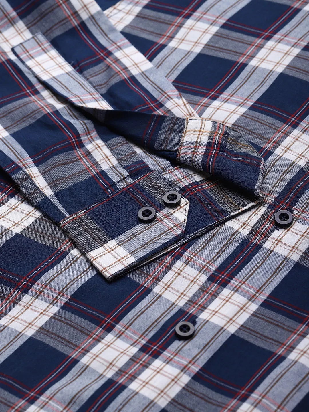 Men's Cotton Navy & White & Formal Shirt - Sojanya