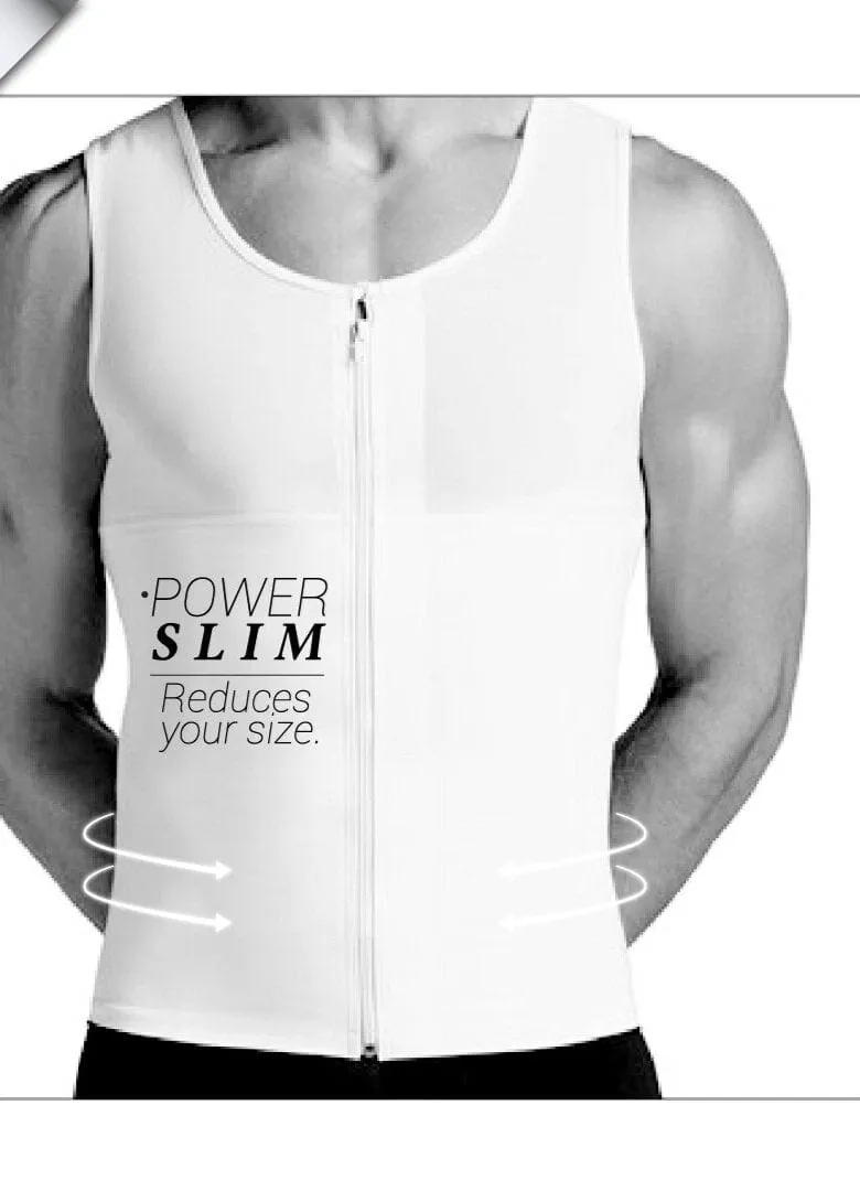 Men's Firm Body Shaper Vest with Back Support Front Zipper Closure