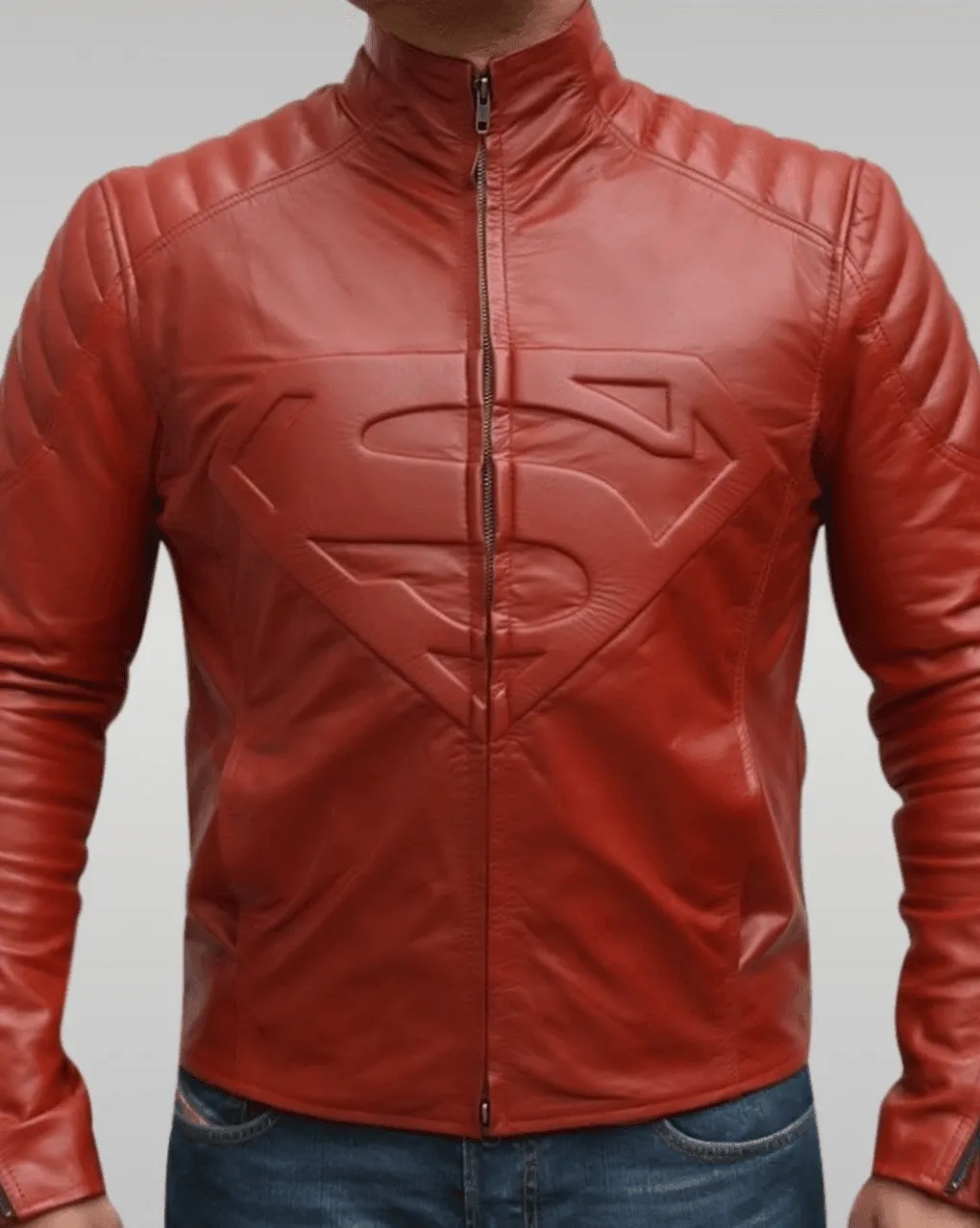 Mens Red Superman Leather Jacket