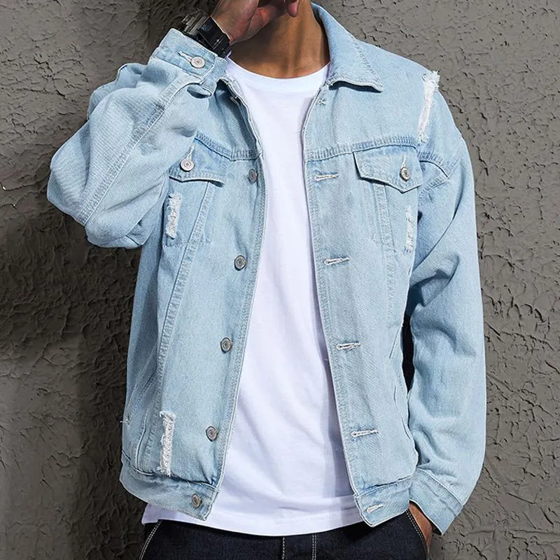 Men's Ripped Denim Jacket 58886823L