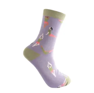 Miss Sparrow Yoga Poses Bamboo Socks (3 Colours)