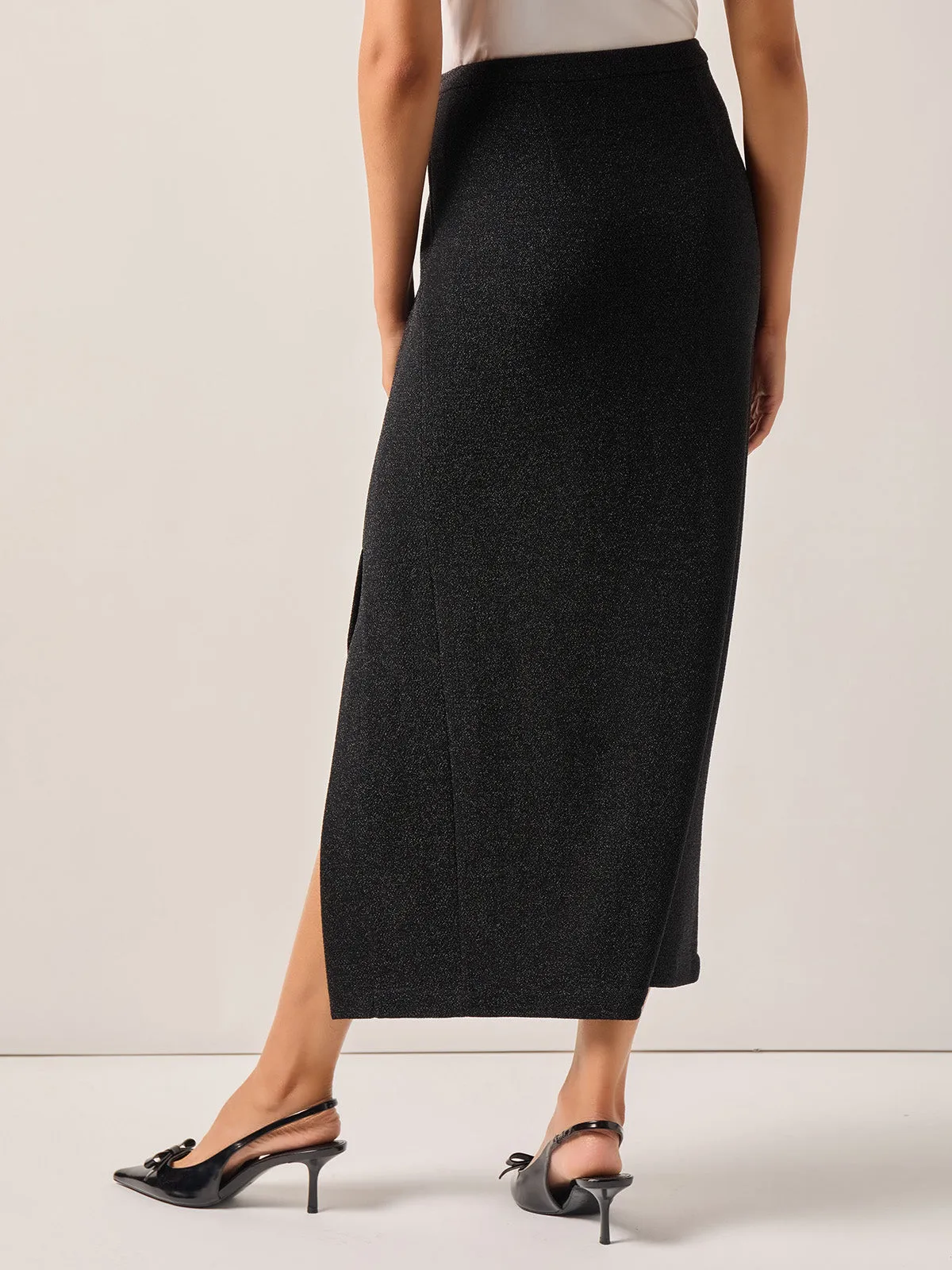 Modern Fit Sparkle Stretch Woven Straight Maxi Skirt