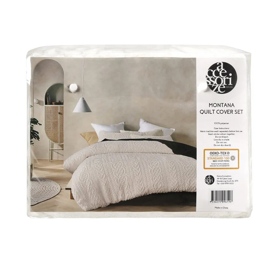 Montana Teddy Fleece Quilt Cover Set Range Cream